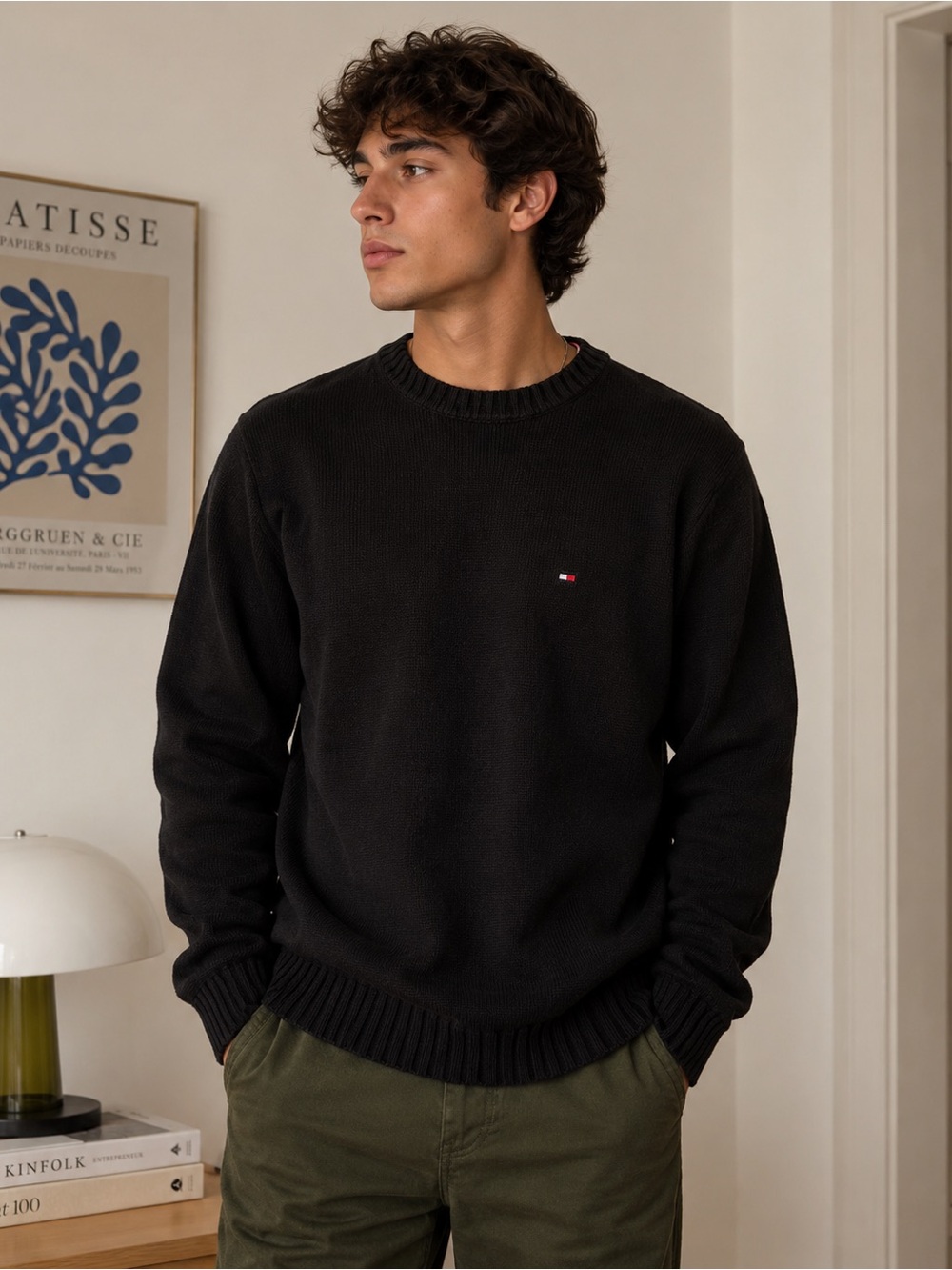 Tommy Hilfiger Vintage Black Crewneck Men's Sweater